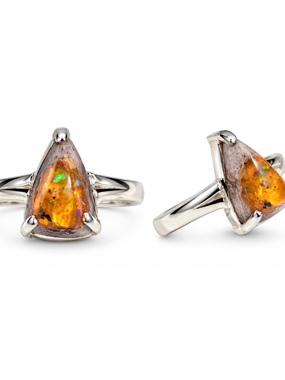 Oval Fire Opal Size 9 sterling silver cantera opal ring